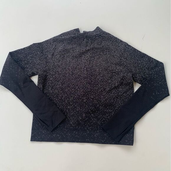 Lululemon Rest Less Cropped Half Zip Womens Size 10 Herringbone Fade Black White - Picture 2 of 11